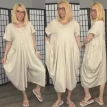 Cinzia oversize pamut overál 26158-bézs