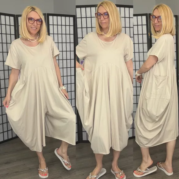 Cinzia oversize pamut overál 26158-bézs