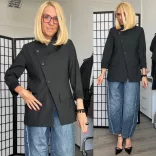 Wendy Trendy átlapolt gombos blézer225393-fekete