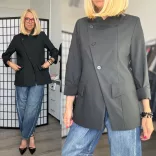 Wendy Trendy átlapolt gombos blézer225393-fekete