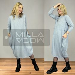 Nikole hosszú ujjú  zsebes basic tunika 557-szürke