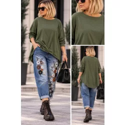 Wendy Trendy alul húzott pamut felső 224399-khaki