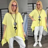 158C pamut aszimmetrikus tunika 52443-sárga