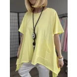 158C pamut aszimmetrikus tunika 52443-sárga