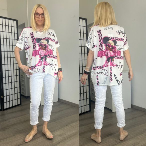 Mickey strasszos póló 251925 - pink