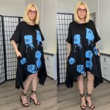 Fly Out lenge aszimmetrikus ruha A51073-fekete