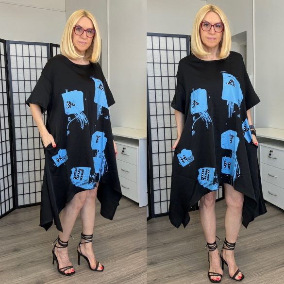 Fly Out lenge aszimmetrikus ruha A51073-fekete