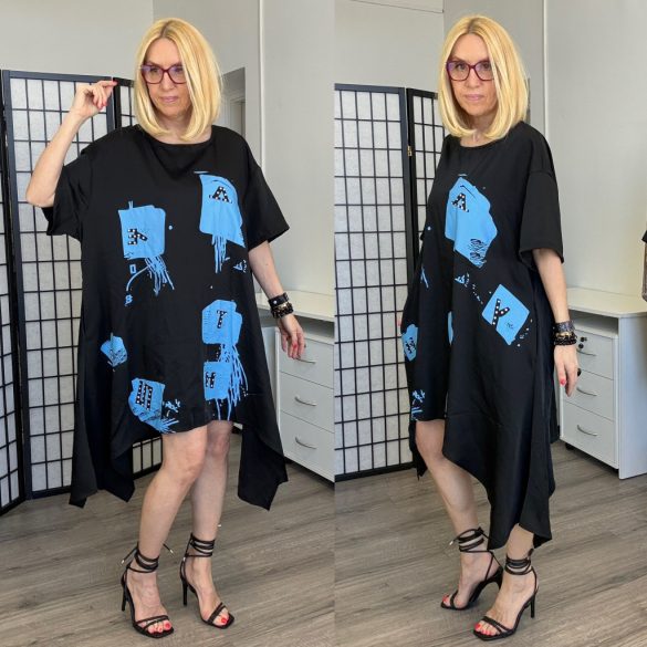 Fly Out lenge aszimmetrikus ruha A51073-fekete