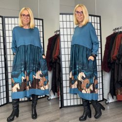 Lux Luna lovas hosszú ujjú ruha 51229 - petrol