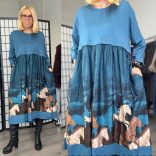 Lux Luna lovas hosszú ujjú ruha 51229 - petrol