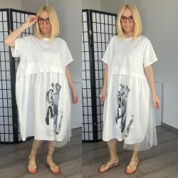 Fly Out pamut - vászon tüllös ruha MY1177 - fehér