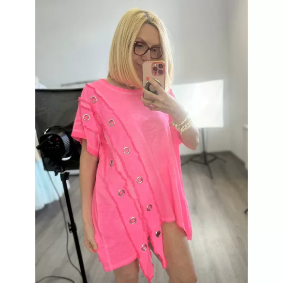 Sunflower szegecses pamut tunika-neonpink