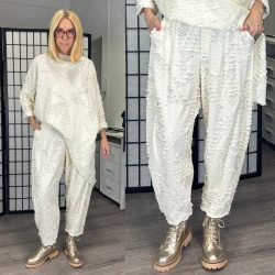 Crush gumis derekú mintás nadrág6952-bézs