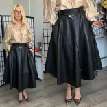 Jasmine zsebes bőrhatású szoknya81736-fekete