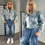 Jungle mintás crop dzseki 1991 - kék