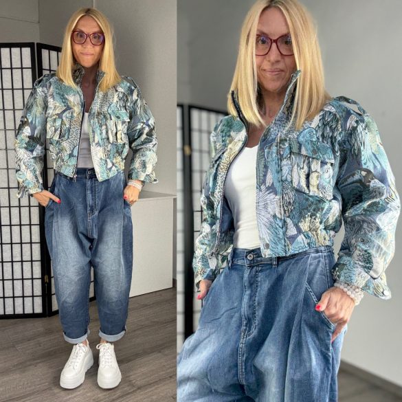 Jungle mintás crop dzseki 1991 - kék