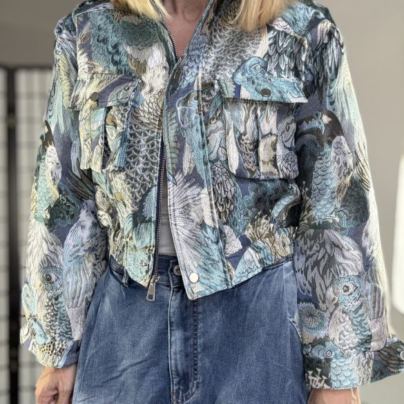 Jungle mintás crop dzseki 1991 - kék