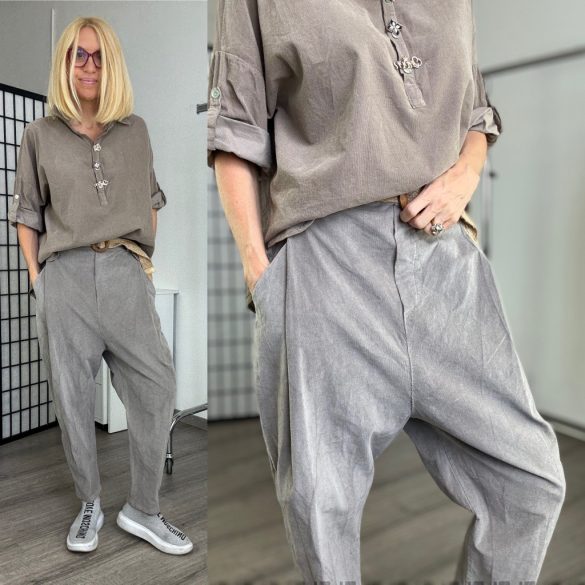 Tina mikrokord ülepes nadrág övvel 5469 - szürke