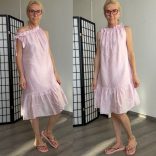 Sonja fodros ujjatlan masnis ruha 15582 - babarózsaszín