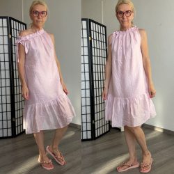 Sonja fodros ujjatlan masnis ruha 15582 - babarózsaszín