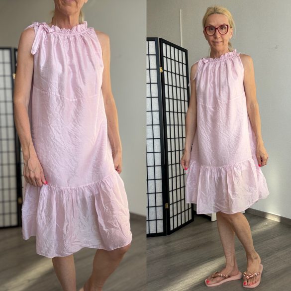 Sonja fodros ujjatlan masnis ruha 15582 - babarózsaszín