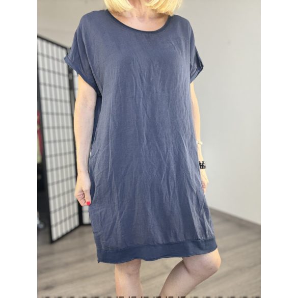 Vibe pamut viszkóz basic tunika 23118 - sötétkék