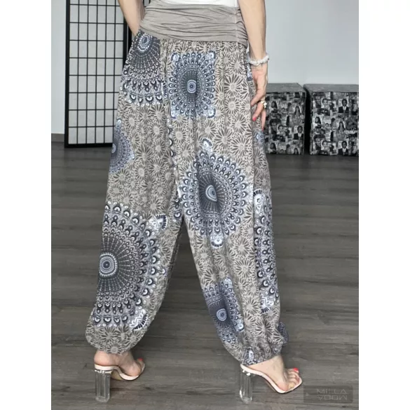 Mandala Ankara gumis derekú vékony viszkóz laza nadrág-világosbarna