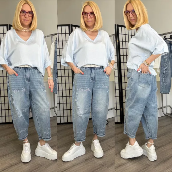 Wendy Trendy  strasszos farmer 926012- világoskék