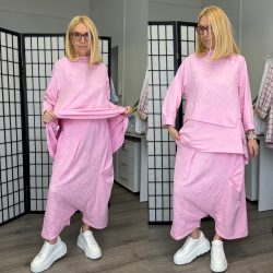   Vintage pamut mélyülepes nadrág+tunika 3271-3272-rózsaszín