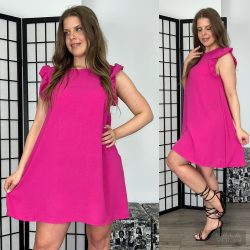 Summer time fodros vállú ruha Y1075-1-pink