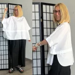 Wendy Trendy oversize 3/4-es ujjú vászon ing110067-fehér