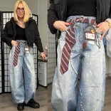 Meet To You nyakkendő mintás ballon farmer MI2606-kék