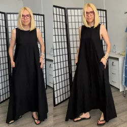 Lady Ann lefelé bővülő maxi ruha 8088-fekete