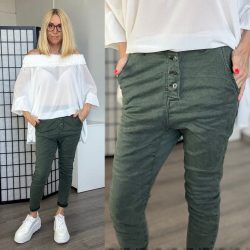 Melly ülepes elasztikus nadrág 8197A-4 - khaki