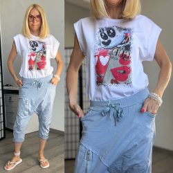 Mickey rövid ujjú pamut póló - fehér