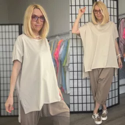 Ellis lézervágott basic pamut tunika24111-bézs