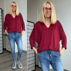 Charm V kivágású basic viszkóz felső 25214-bordó