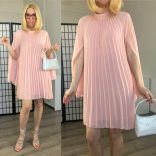 Cute pliszírozott ruha1534-púder