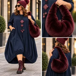 Izabella szőrme táska 0629-burgundy