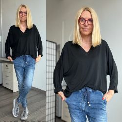 Charm V kivágású basic viszkóz felső 25214-fekete