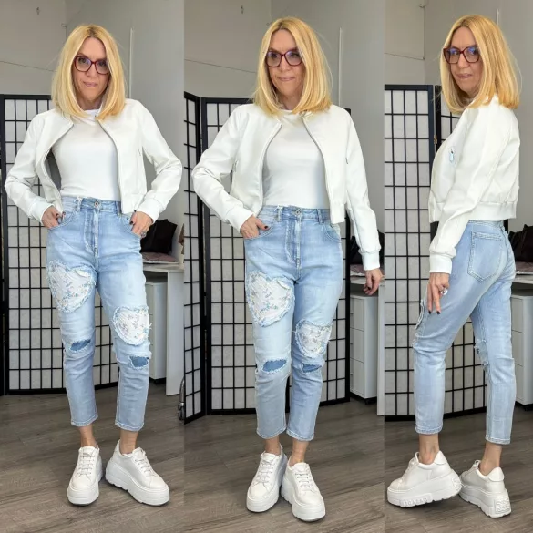 S Woman szívecskés farmerSW1921-világoskék