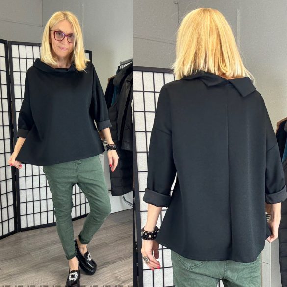 Szonja lefelé bővülő felső 60731-fekete