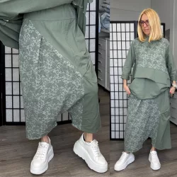 Vintage mélyülepes pamut nadrág 3272-khaki