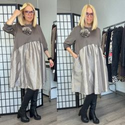 May rózsás zsebes ruha 7368 - taupe