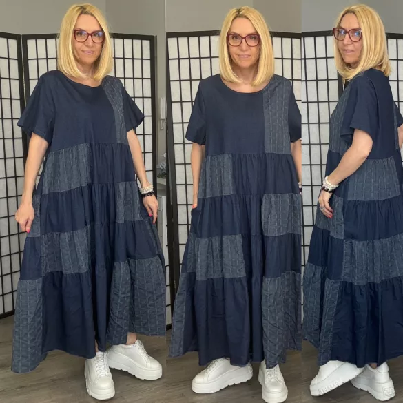 Bleona fodros farmer ruha26149-sötétkék