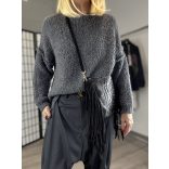 Lana környakú buklé pulóver-szürke