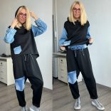 S Woman ülepes nadrág farmer betéttel 2021/2 - fekete