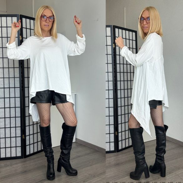 Lux Luna asszimetrikus pamut tunika 51040B - fehér