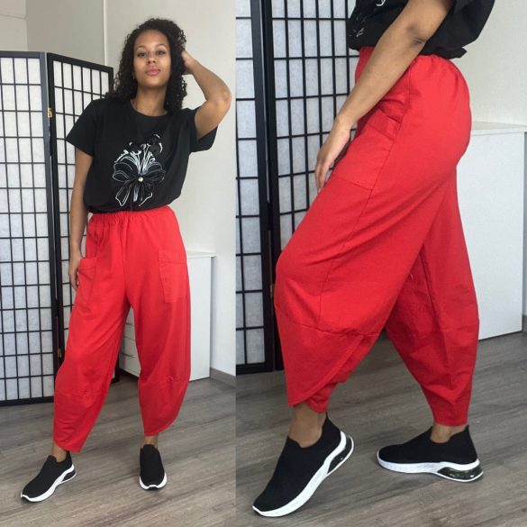 Astra zsebes pamut nadrág-piros