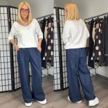 Livans V kivágású vékonykötött virágos felső 8552 - fehér